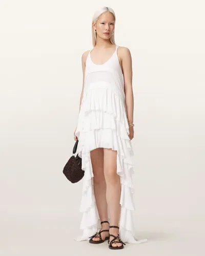 Allsaints Female Cavarly Crepe Tiered Ruffle Maxi Dress In White