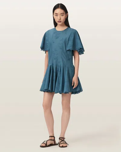 Allsaints Female Corla Slim Fit Mini Dress In Blue