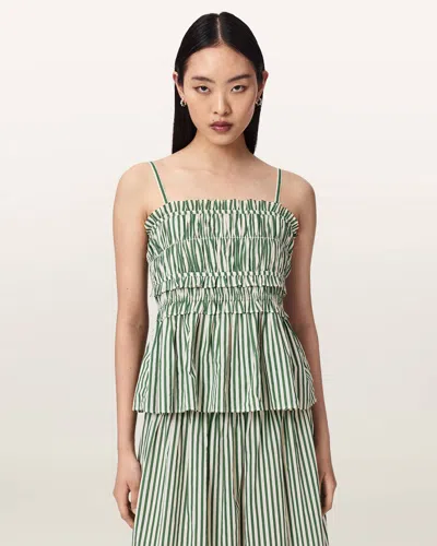Allsaints Female Kali Striped Cotton Cami Top In Green