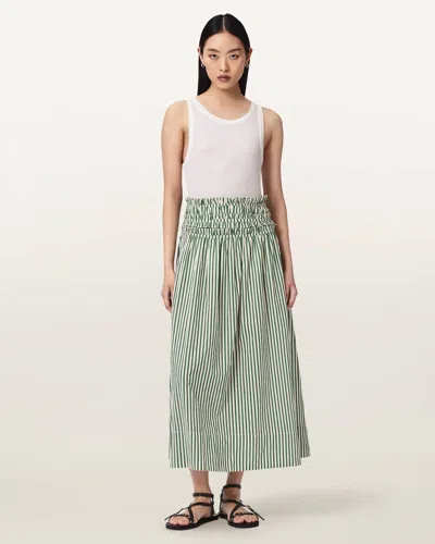 Allsaints Female Kali Striped Maxi Skirt In Green
