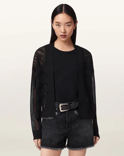 Allsaints Female Misha Long Sleeved Cropped Cardigan In Black