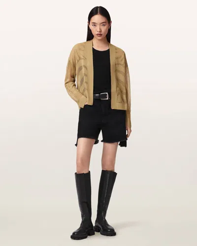 Allsaints Female Misha Long Sleeved Cropped Cardigan In Brown