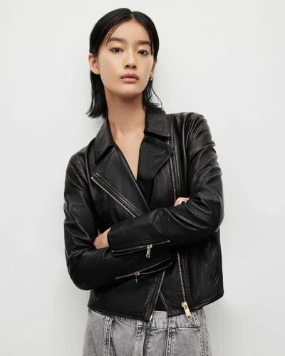 Allsaints Female Vela Leather Biker Jacket In Black