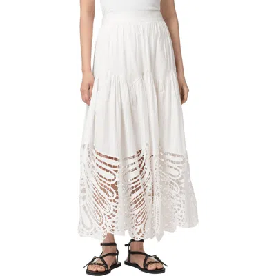 Allsaints Femi Openwork Maxi Skirt In White