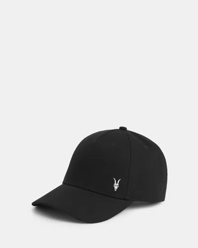 Allsaints Fen Embroidered Baseball Cap In Black/matte Black