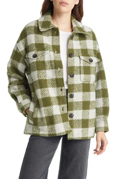 Allsaints Fenix Check Wool Blend Shirt Jacket In Green