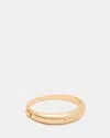 Allsaints Fern Engraved Logo Hinged Bangle Bracelet In Warm Brass