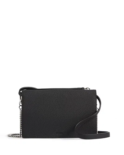 Allsaints Fetch Large Leather Chain Wallet Crossbody In Black