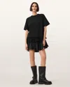 Allsaints Feyre Ruffle Tiered Cotton T-shirt Minidress In Black