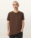 Allsaints Figure Crew Neck Raw Edge T-shirt In Brown