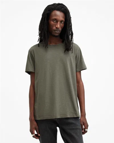 Allsaints Figure Crew Neck Raw Edge T-shirt In Thyme Green
