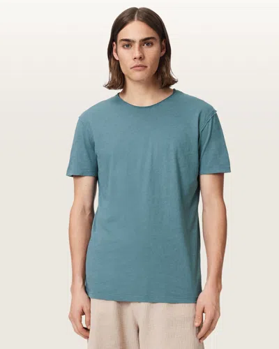 Allsaints Figure Crew Neck Raw Edge T-shirt In Blue