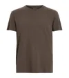 Allsaints Figure Crew Neck Raw Edge T-shirt In Moorland Brown