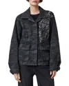 Allsaints Finch Camouflage Denim Jacket In Black
