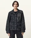 Allsaints Finch Camouflage Denim Jacket In Ink Blue