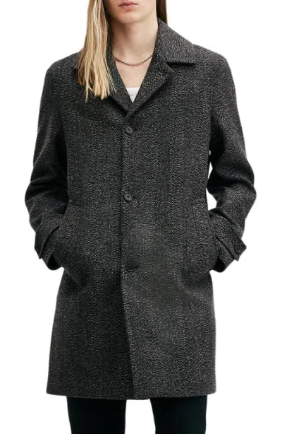 Allsaints Fincher Wool Blend Coat In Brown