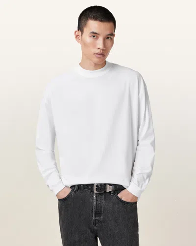 Allsaints Finn Long Sleeve Crew Neck Oversized T-shirt In Optic White