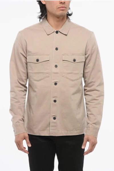 Allsaints Firebase Distressed Cotton Shirt In Neutrals