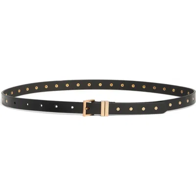 Allsaints Flat Stud Double Keeper Leather Belt In Black