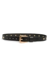 Allsaints Flat Stud Keeper Leather Belt In Black