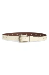 Allsaints Flat Stud Keeper Leather Belt In Red