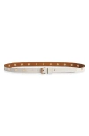 Allsaints Flat Stud Leather Belt In Red