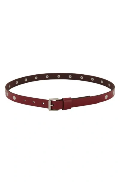 Allsaints Flat Stud Leather Belt In Burgundy