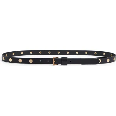 Allsaints Flat Stud Leather Belt In Black