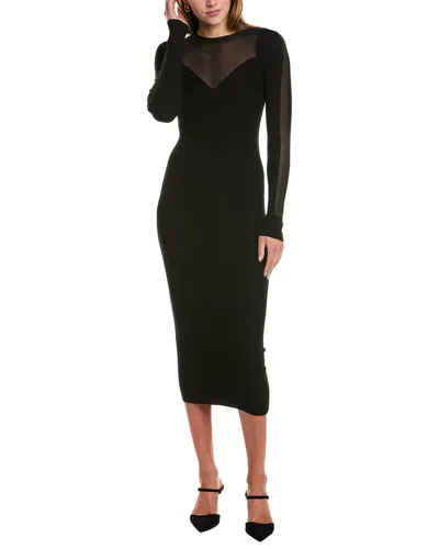 Allsaints Flete Bodycon Sheer Panel Mini Dress In Black