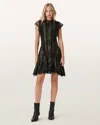 Allsaints Womens Metallic Gold Fleur High-neck Lace Mini Dress In Gold