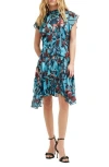 Allsaints Fleur Batu Handkerchief Hem Dress In Lagoon Blue