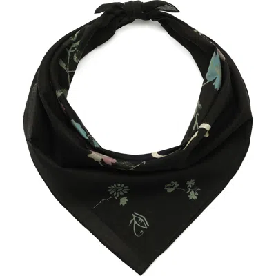 Allsaints Fleur De Lis Embroidered Bandana In Black