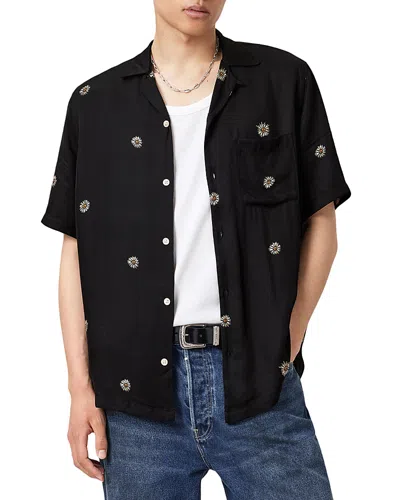 Allsaints Fleur Peace Camp Shirt In Black