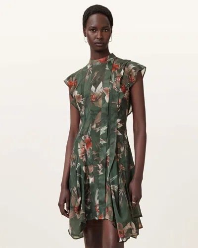 ALLSAINTS FLEUR PRINTED ASYMMETRIC MINI DRESS