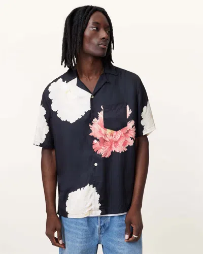 Allsaints Fleur Relaxed Fit Floral Shirt In Black