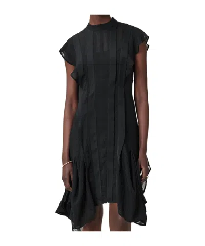 ALLSAINTS FLEUR RUFFLED PANELLED DRESS