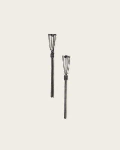 Allsaints Fleur Two Tone Chain Earrings In Warm Silver Mix