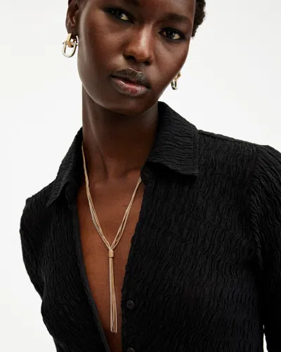 Allsaints Fleur Two Tone Chain Necklace In Warm Brass Mix