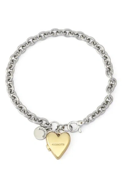 Allsaints Flex Heart Locket Chain Bracelet In Transparent