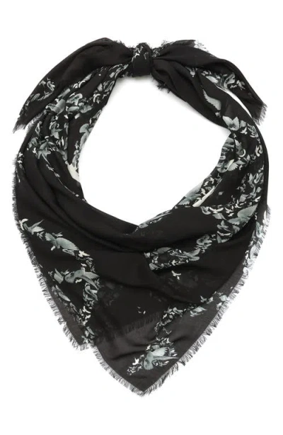 Allsaints Flight Back Large Square Scarf In Black