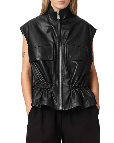 Allsaints Flor Leather Vest In Black