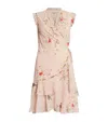 Allsaints Ari Kora Floral Print Ruffle Wrap Mini Dress In Pink In Pink