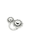 Allsaints Floral Bypass Ring In Rhodium
