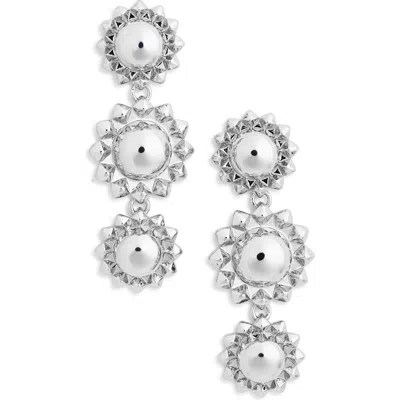 Allsaints Floral Linear Drop Earrings In Metallic