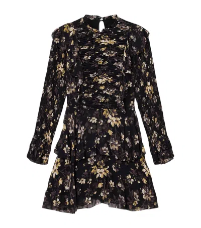 Allsaints Womens Vine Black Portia Floral-print Woven Mini Dress