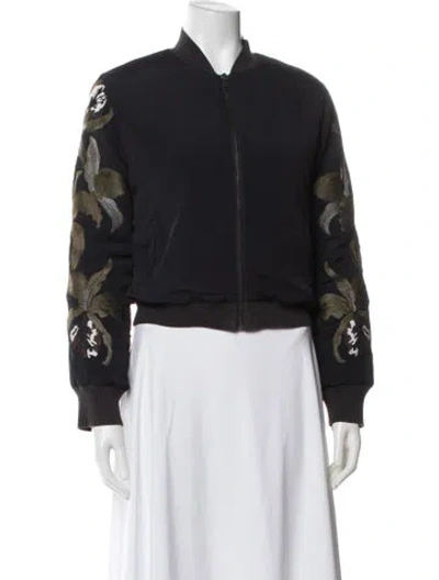 Pre-owned Allsaints Floral Print Bomber Jacket In Gray