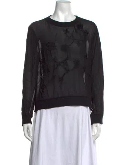 Pre-owned Allsaints Floral Print Crew Neck Sweater In Black