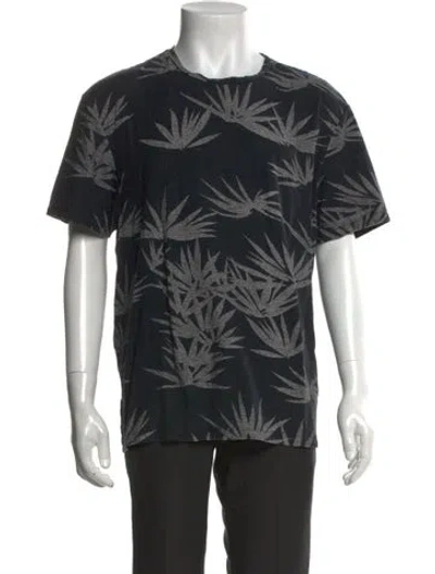Pre-owned Allsaints Floral Print Crew Neck T-shirt In Black