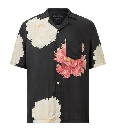 Allsaints Floral Print Fleur Shirt In Black