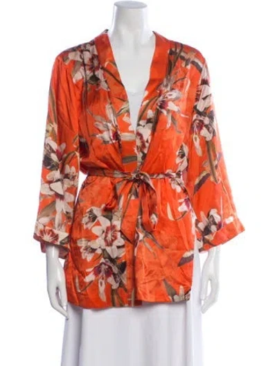 Pre-owned Allsaints Floral Print Jacket In Orange